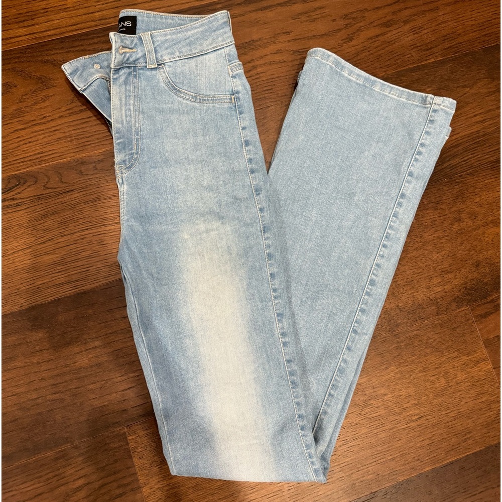 FITJEANS High Waisted Flares in Arctic Blue